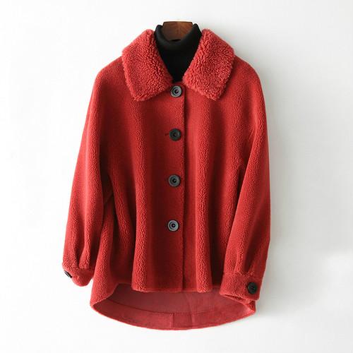 Giacca autunno/inverno 2019: cappotto caldo in vera lana e pelliccia di agnello (shearling), modello A245