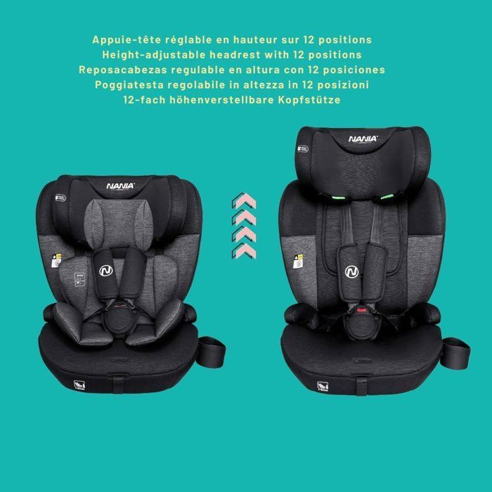 Siège auto isofix - NANIA - MILANO - Groupe 1/2/3 - I-size - Avec réducteur - Noir