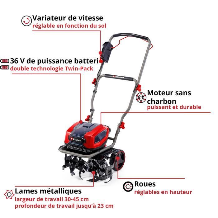 Einhell Professional Motobineuse sans Fil GP-CR 36/45 Li E BL-Solo PXC (36V) Livré sans Batterie ni Chargeur