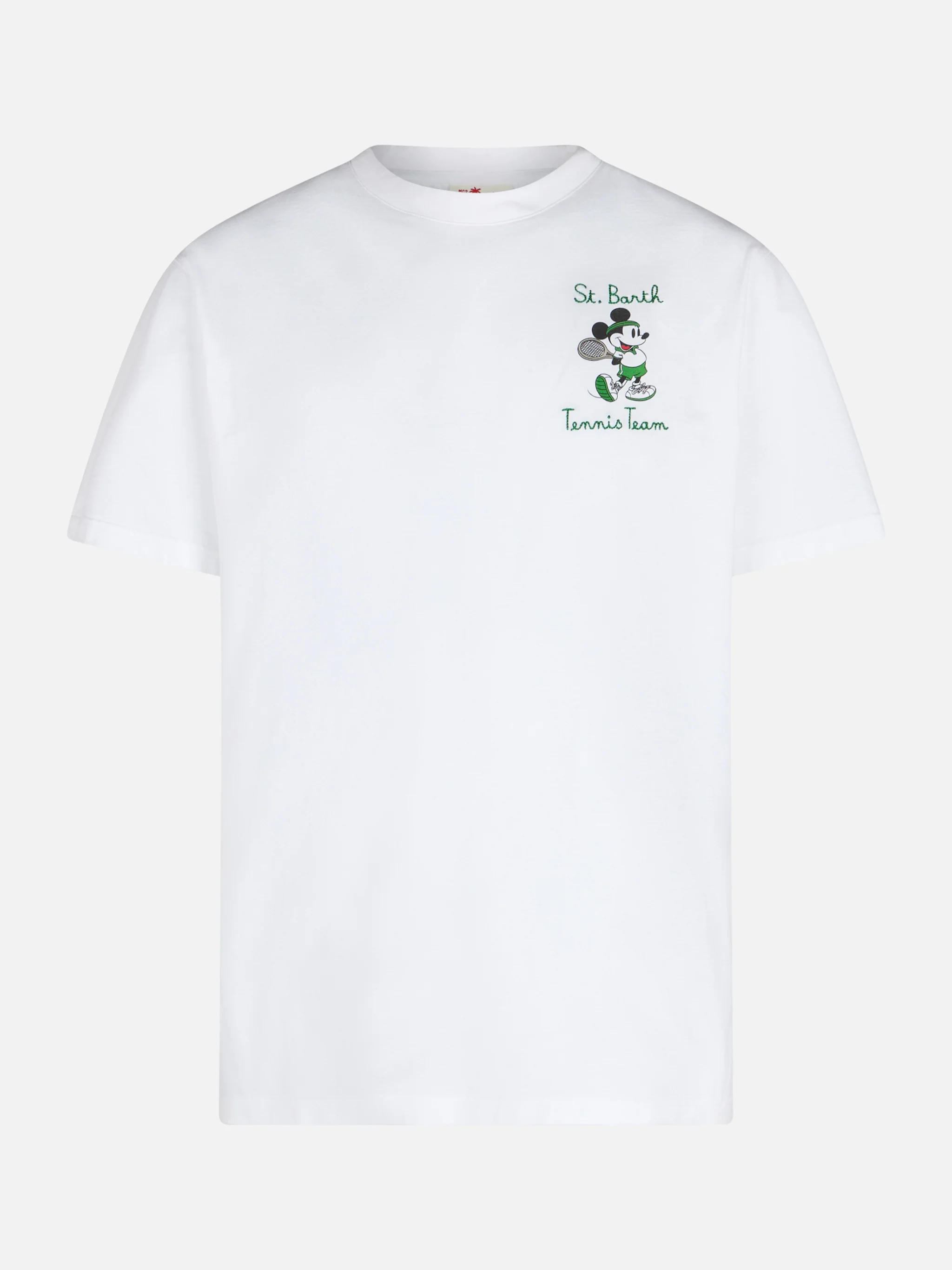 Heren katoenen T-shirt met Mickey Mouse-print en -borduurwerk | DISNEY SPECIAL