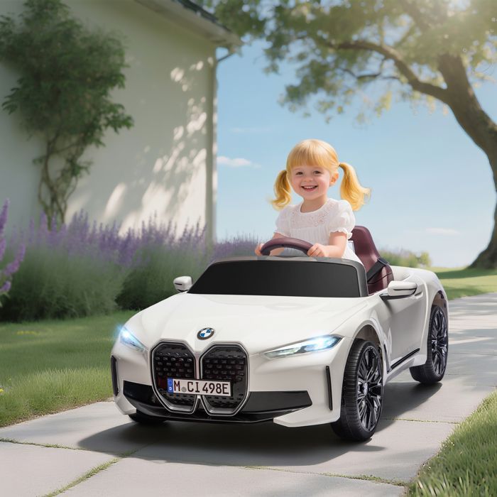 HOMCOM Electric Ride-On Car for Children - Licensed BMW I4 - 12V Remote Control MP3 Music Belt and Lights - 115x67x45 cm - Black