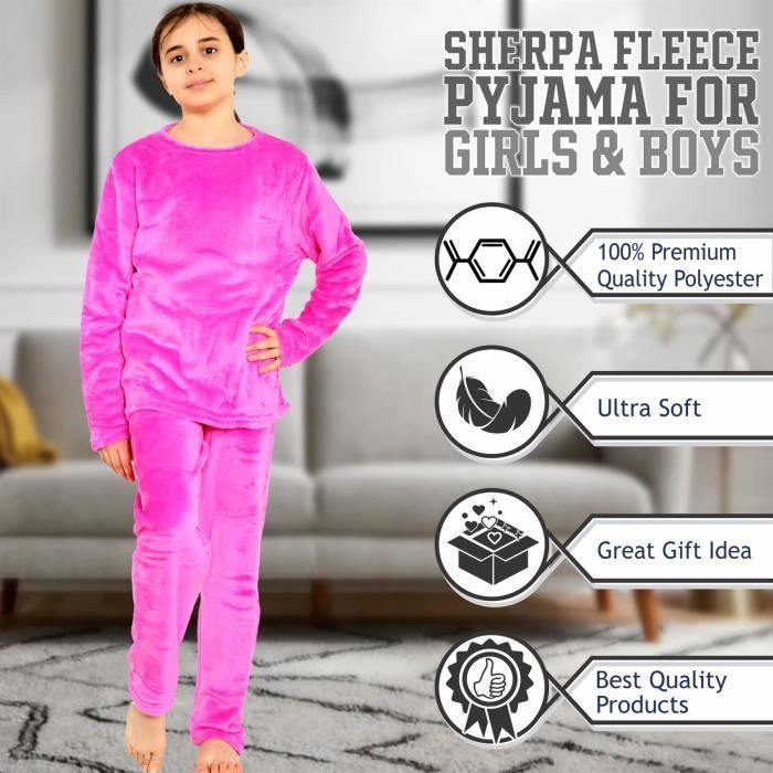 A2Z 4 Kids Warm Fleece Twosie Round Neck Pyjamas Boys Girls Nightwear Set 5-13