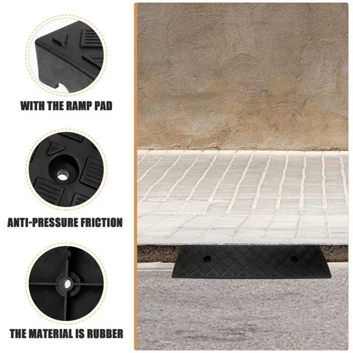 Rubber curb ramps, threshold ramps, driveway ramps, car loading docks and Label