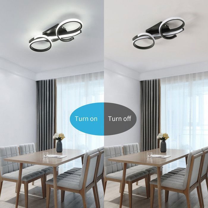DELIPOP Plafonnier LED - Design moderne - 36W 6500K Noir Lampe de plafond pour salon Chambre - Taille: 42*16*7 cm