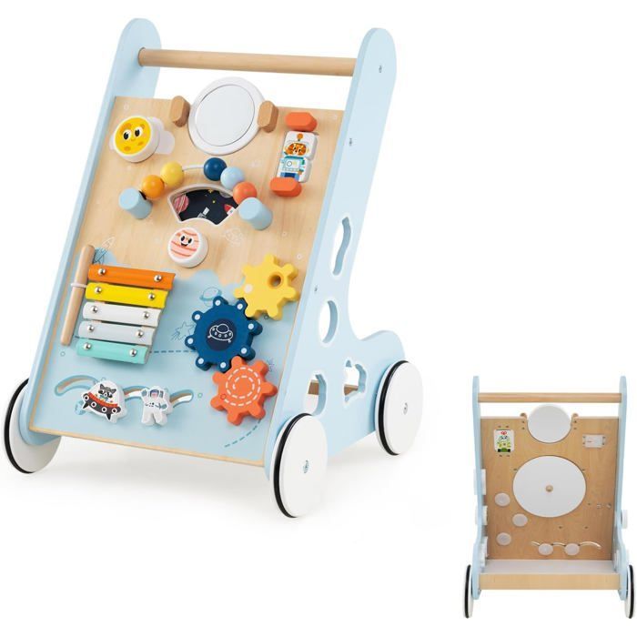 LIFEZEAL Wooden Baby Walker 1+ Years, 8-in-1 Multifunctional Convertible Walker, Activity Center with Xylophone