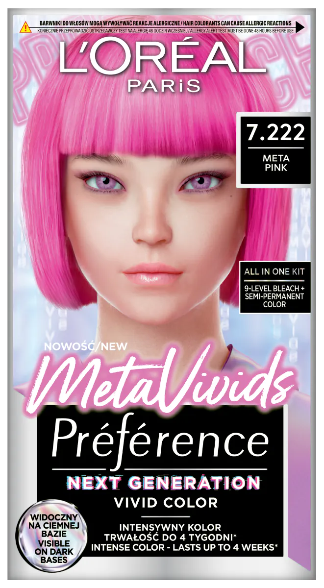 Preference Metavivids Farba do włosów, 7.222 Pink