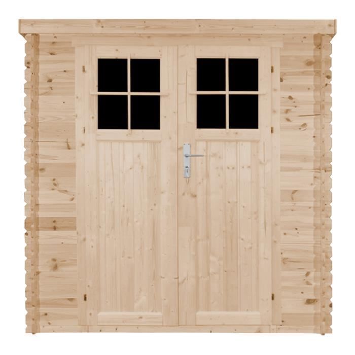 Caseta de jardín de madera de 3,53 m² - Timbela M309F - 204 x 204 x 200 cm - Puerta con cerradura de alta calidad