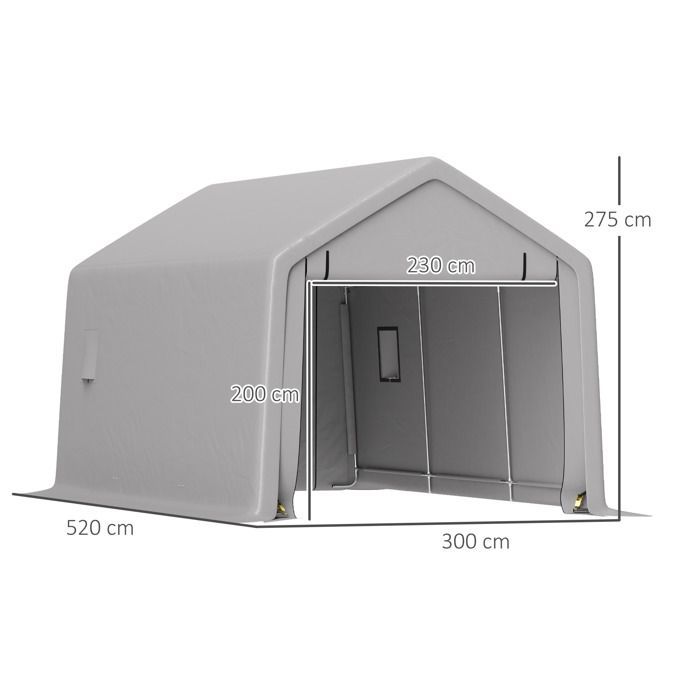 Cochera exterior - Outsunny - 3 x 5,2 m - con puerta enrollable desmontable - para coche, camión, barco - gris