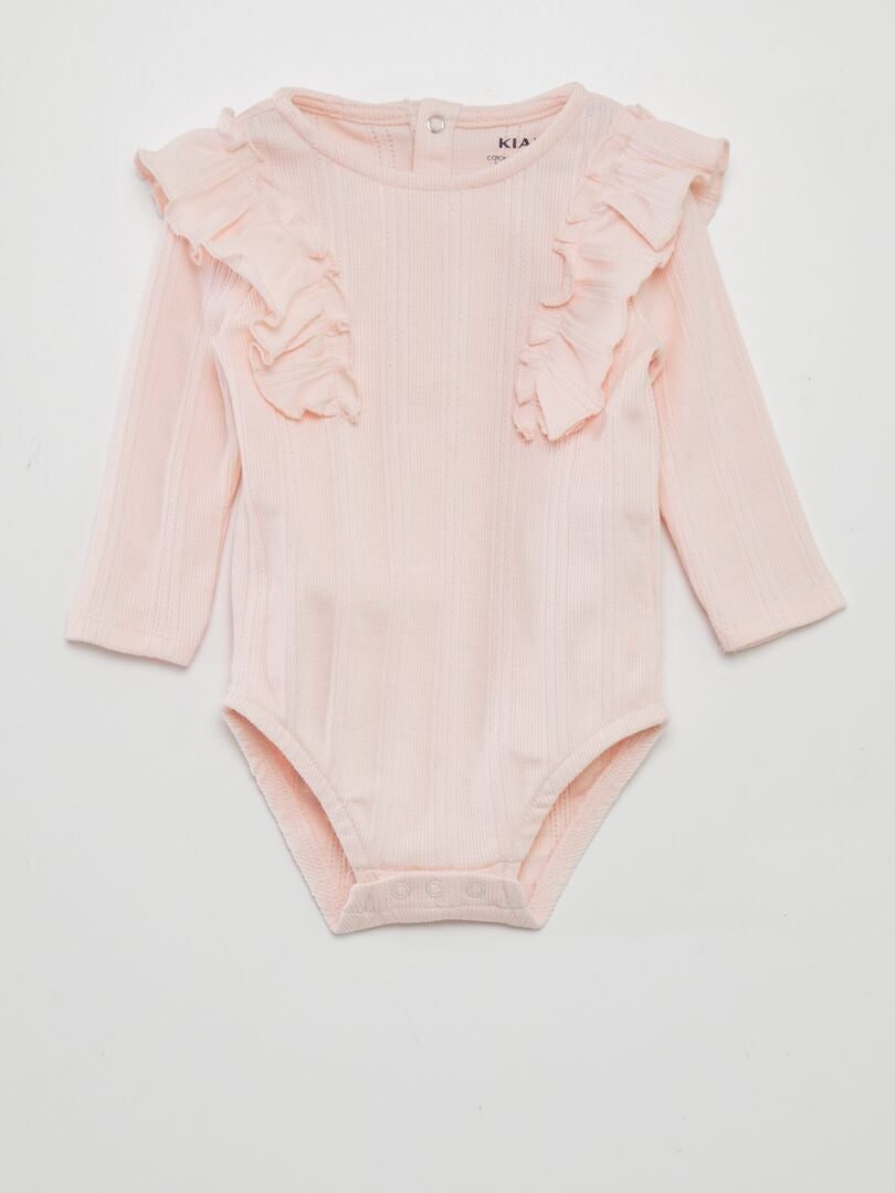 Bodysuit met Engelse borduursteek - ROZE