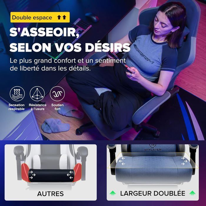 Sedia da gaming ergonomica, sedia da ufficio professionale con braccioli regolabili in altezza e inclinazione, supporta fino a 150 kg, blu