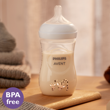 Philips Avent Natural Response otroška steklenička 260 ml, dizajn žirafe.