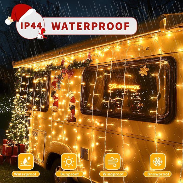 Guirlande Lumineuse Intérieur Extérieur 30m 300LEDs IP44 Pour Sapin de Noel 8 Modes Lumineuse avec Télécommande Pour Décoration
