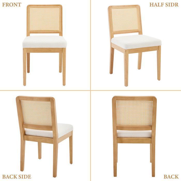 Chairus Eetkamerstoelenset van 2, Eetkamerstoelen, Keukenstoelen met Rotan Rugleuning voor Woonkamer, Chenille,