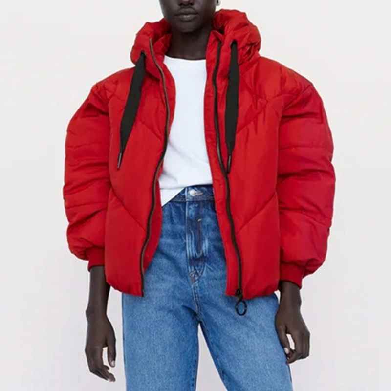 Giacca invernale da donna 2020, nuova moda: giacca corta e versatile a tinta unita con cappuccio e cerniera, stile 