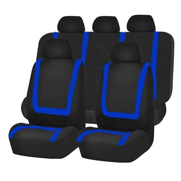 Juego universal de fundas para asientos de coche TEMPSA de 9 piezas, color azul - Tela, para conductor y pasajero.
