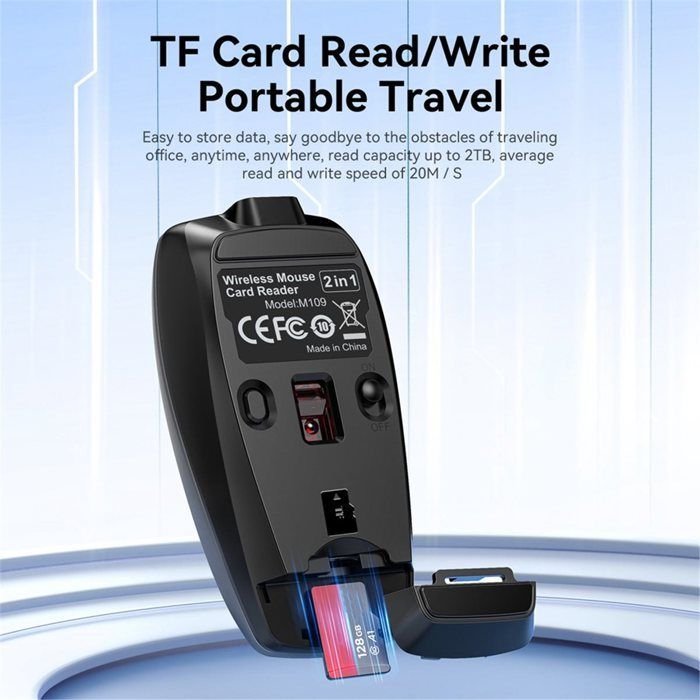 Lector de tarjetas Bluetooth inalámbrico, mini ratón compacto recargable, ratón DPI para tablet y portátil.