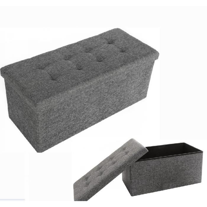 Sofá otomano iztoss con almacenamiento - Gris - 110 x 38 x 38 cm - Piel sintética - Máx. 300 kg