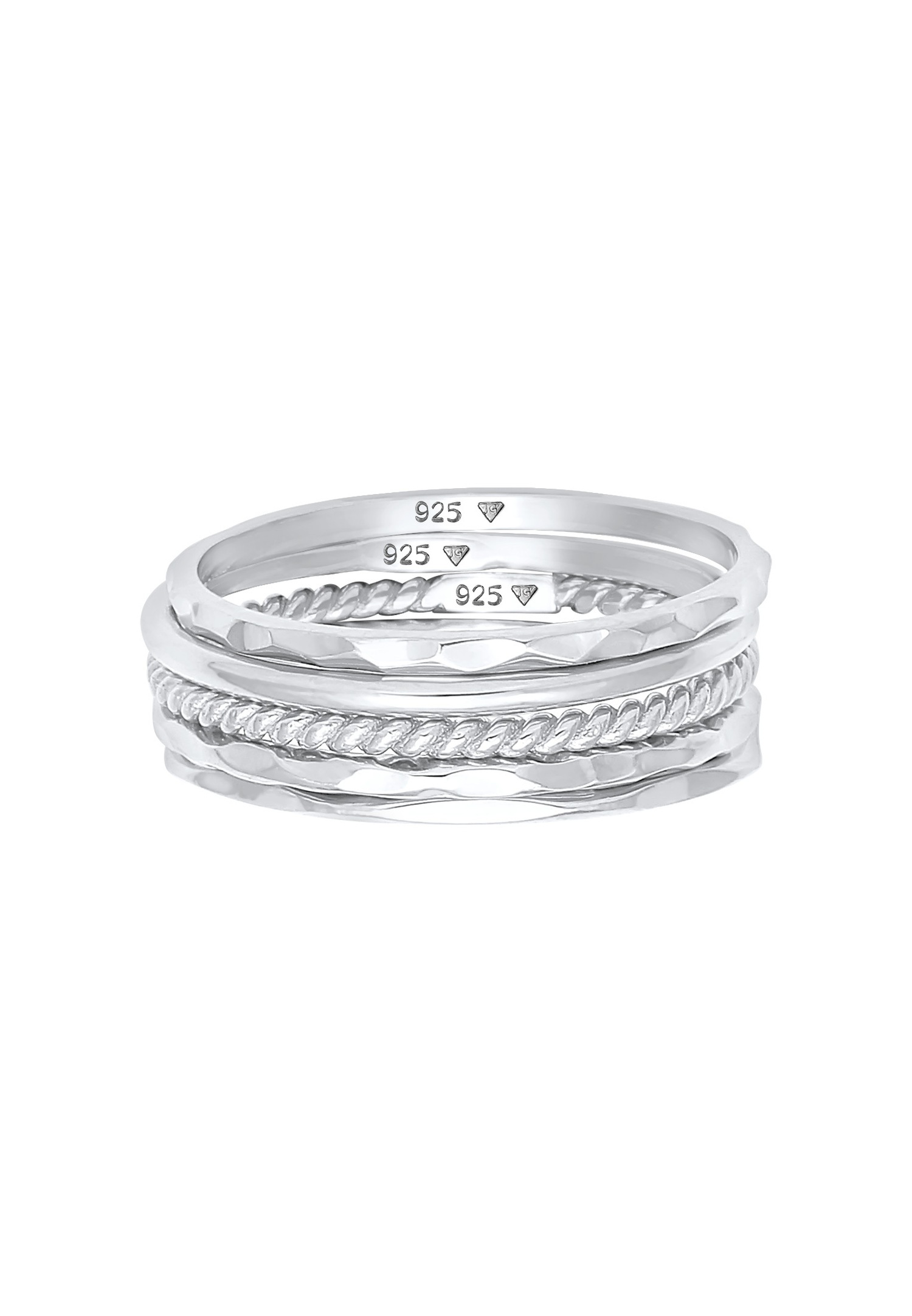 Elli Femmes Set Bande Empilage Minimaliste Tendance Blogueur Basique en Argent Sterling 925