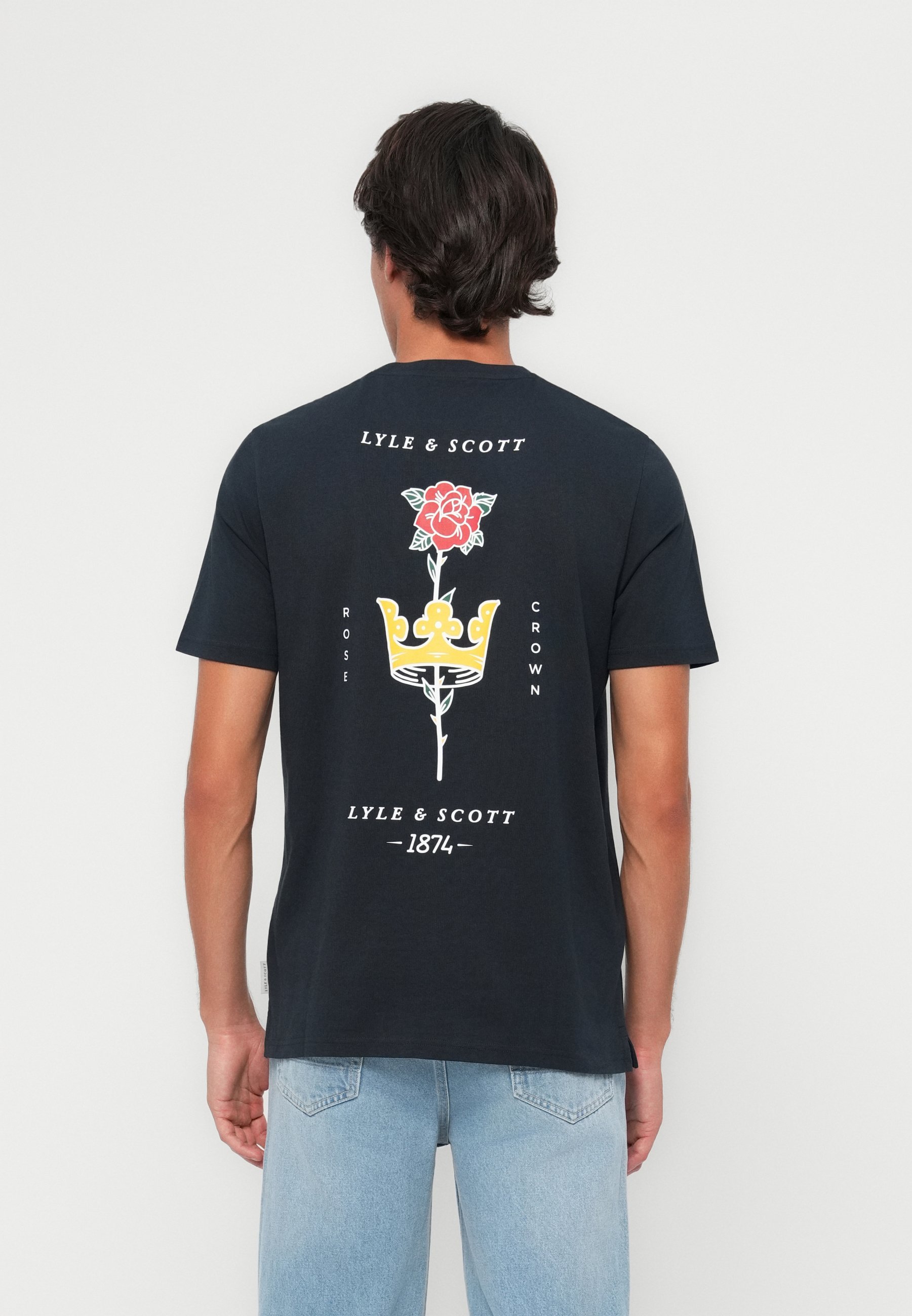 Lyle & Scott ROSE AND CROWN GRAPHIC - T-shirt met print - donkerblauw