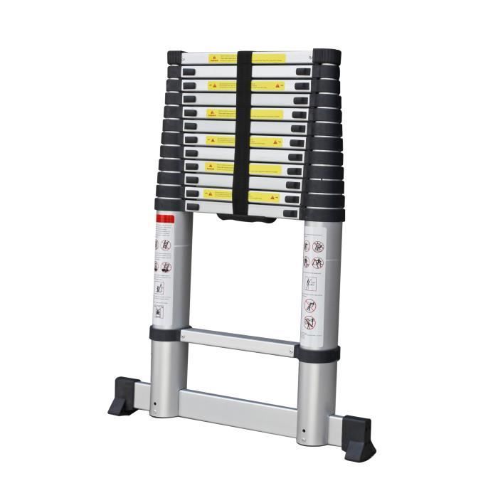 Telescopic ladder - VARAN - 3.80m - 13 rungs - Aluminium - Max load 150kg