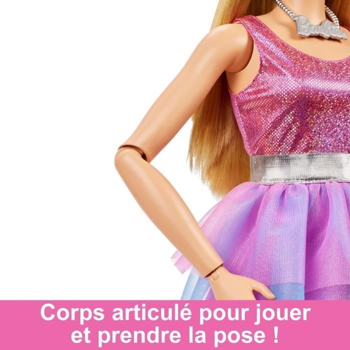 Barbie Très grande poupée blonde 71 cm, robe rose irisée, Barbie Fashionista A Partir De 3 Ans, HJY02