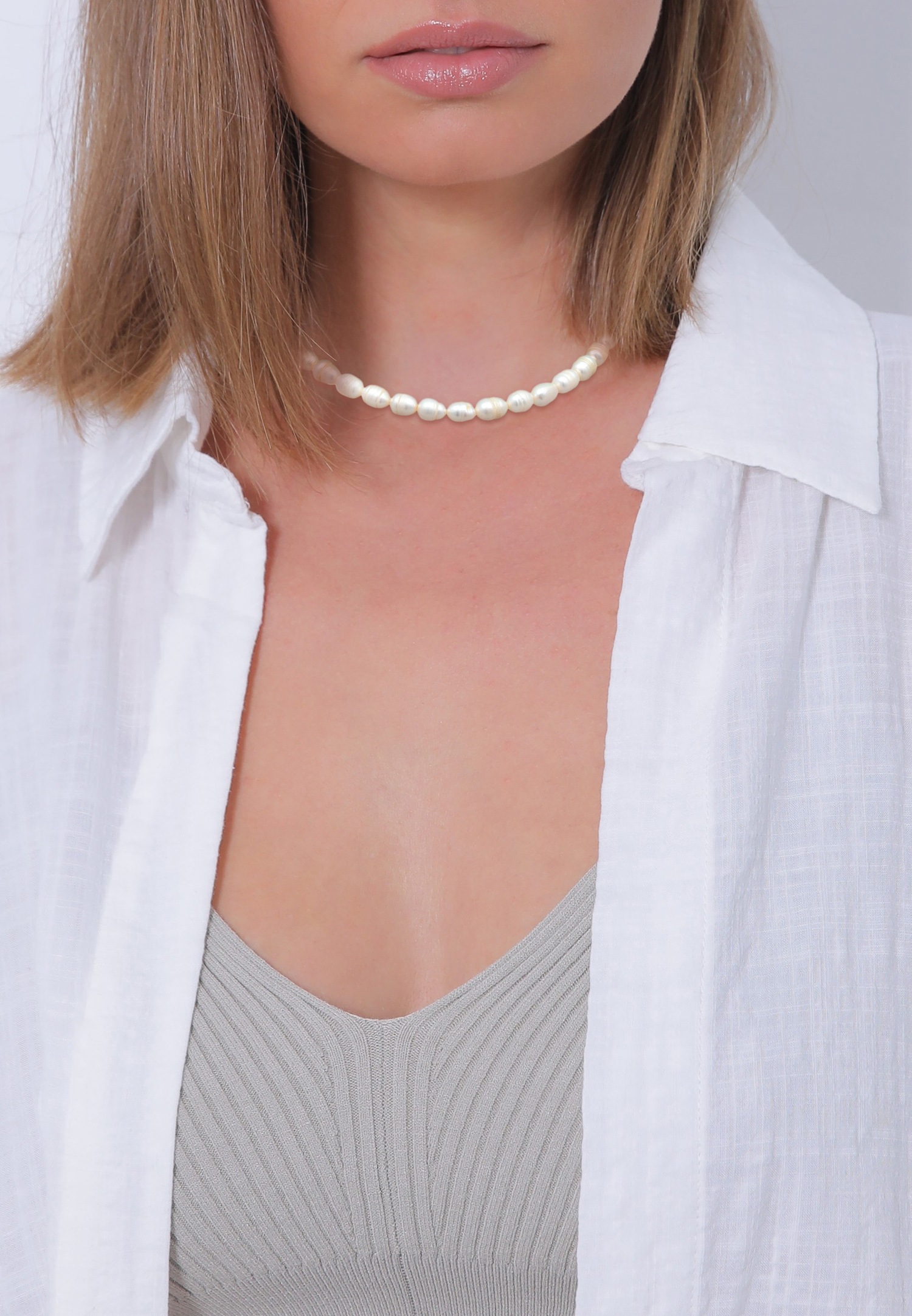 Elli PREMIUM choker dames baroque avec Perles de Culture d'Eau Douce en argent sterling 925