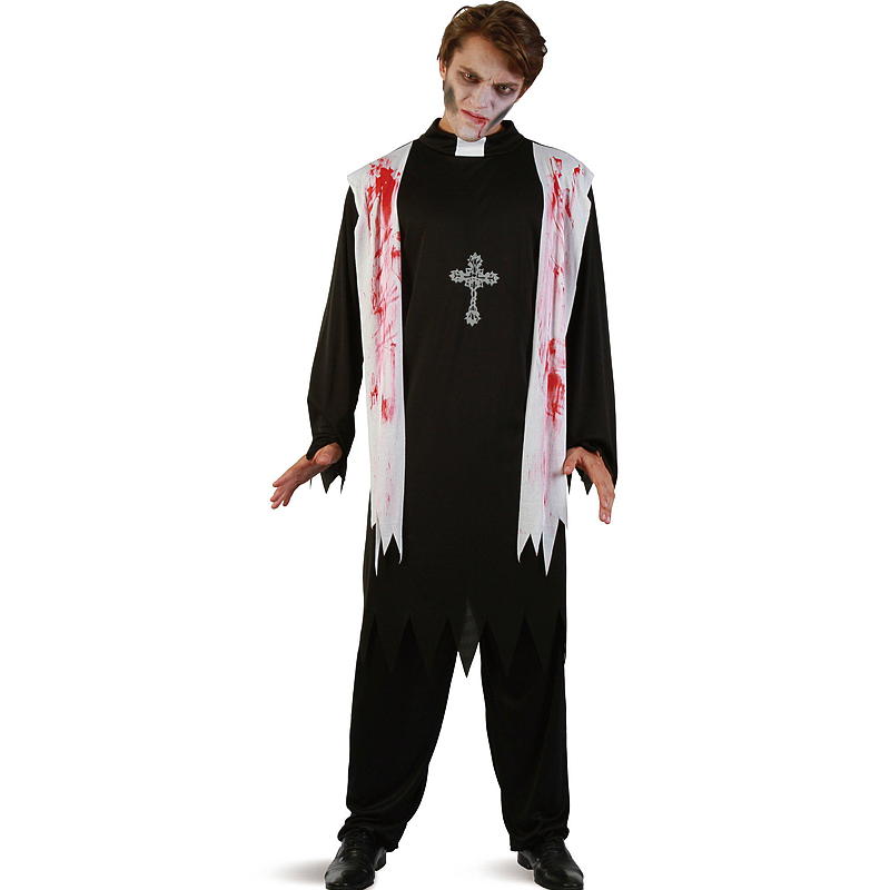 Time 2 Change Halloween-kostyme blodig prest XL/XXL