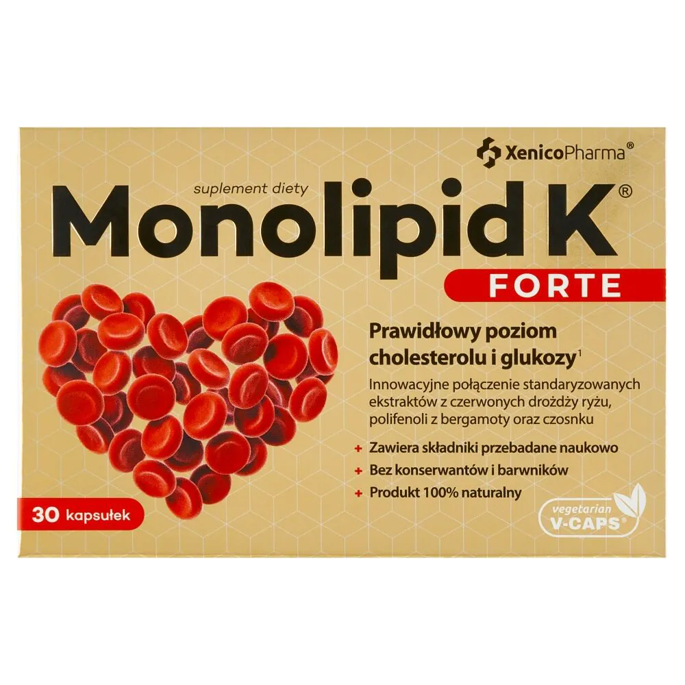 Monolipid K Forte, Preparat na utrzymanie prawidłowego poziomu cholesterolu, Kapsułki