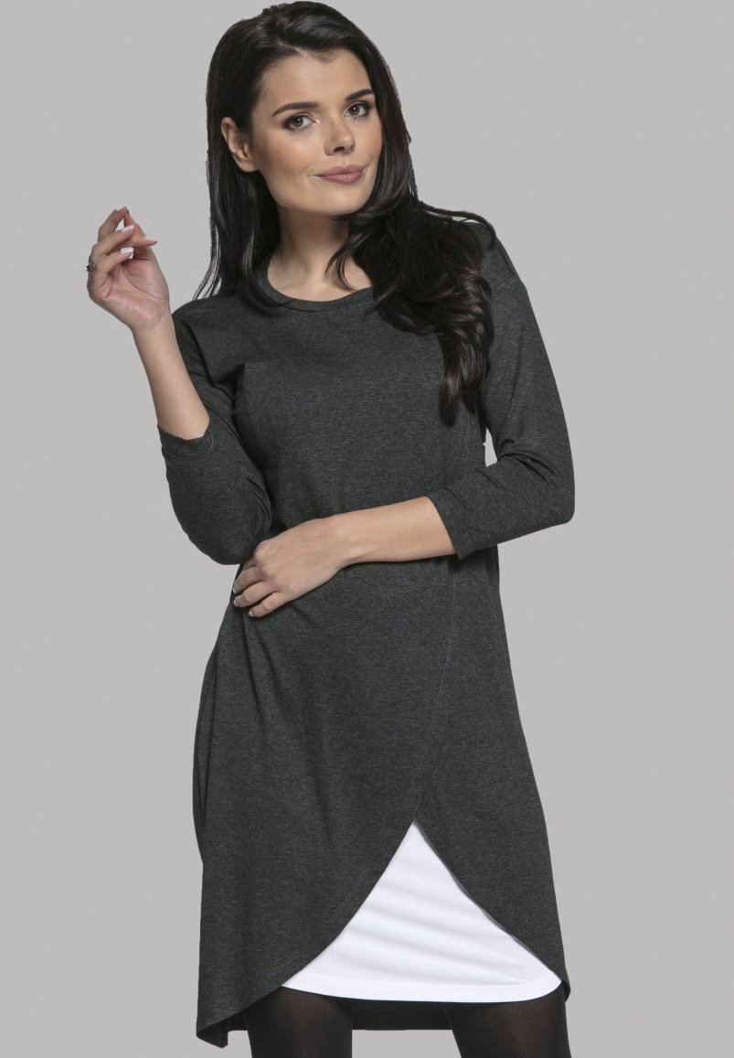 Tunika za trudnice i dojenje Chelsea Clark - Haljina od džerseja - Grafitna melanž boja