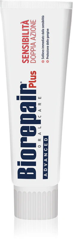 Pasta de dentes Biorepair Plus Advanced Sensitivity para dentes sensíveis.