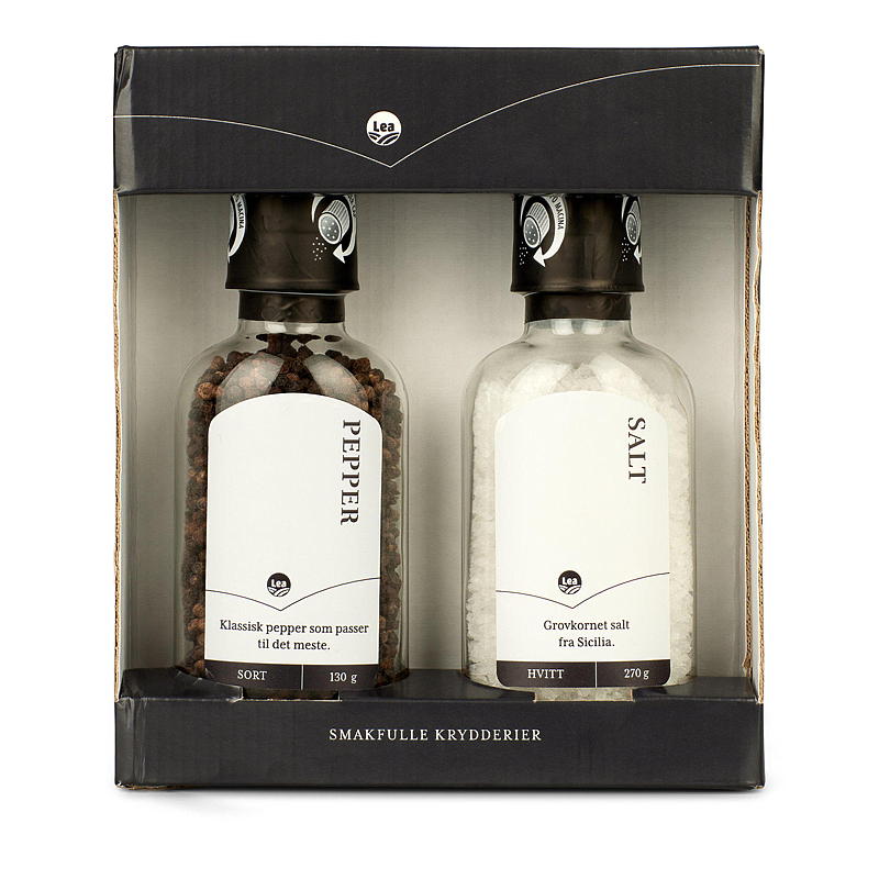 Lea presentset salt och peppar med kvarn