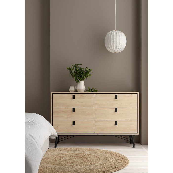 Commode RY - 6 Tiroirs - Décor Chêne - L150,3 x P40,1 x H94,8 cm