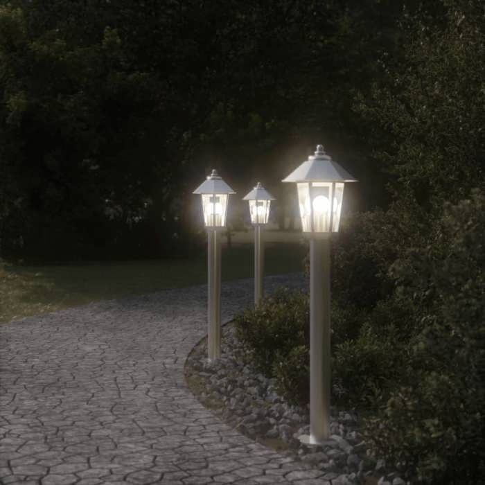 vidaXL Silver Outdoor Floor Lamp 80 cm Stainless Steel, Outdoor Ground Lighting, Garden Ground Lighting, 4006381