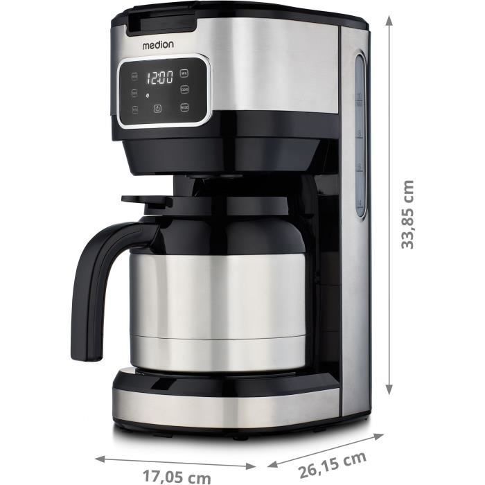 MEDION Caffettiera digitale con filtro isolato - 900W - 1,2L - Argento
