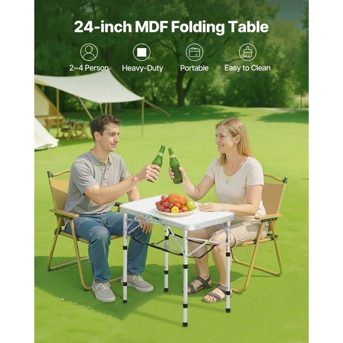 Mesa plegable de camping VEVOR 60x40 cm - Mesa auxiliar portátil - Tablero de malla y asa de transporte - Aluminio MDF - Plateada