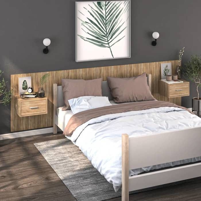 vidaXL Tables de chevet murales 2 pcs Chêne sonoma 810978