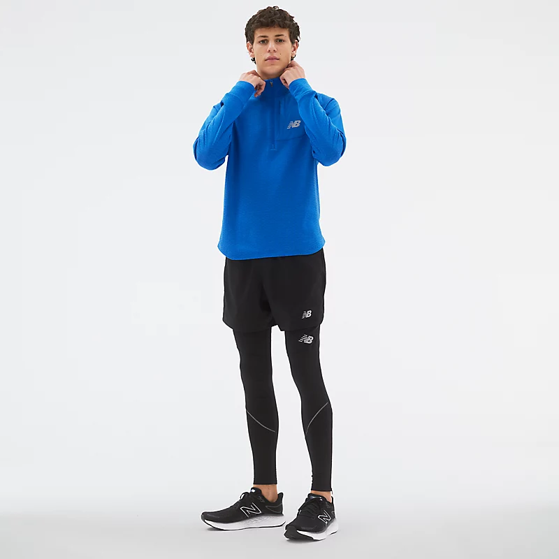 Hanorac NB Heat Grid cu fermoar pe jumătate pentru bărbați - COBALT HEATHER