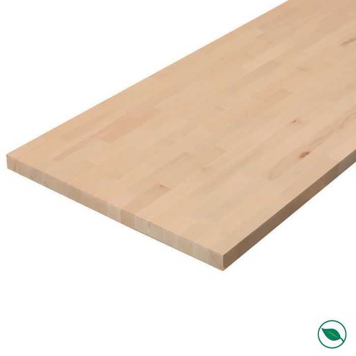 Encimera de haya maciza, ensamblada mediante juntas machihembradas y encolada, 3000 x 650 x 38 mm - FSC 100% FORESTEA Dimensiones: 3000 mm x 650 mm x 38 mm