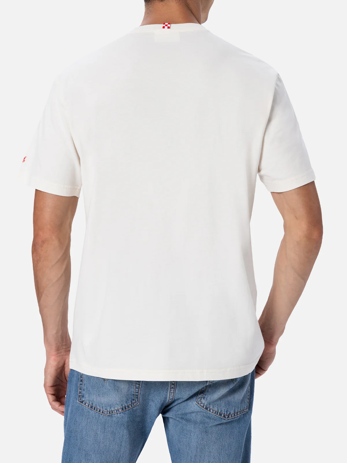 Heren katoenen T-shirt met Surfin' USA-borduurwerk en opdruk.