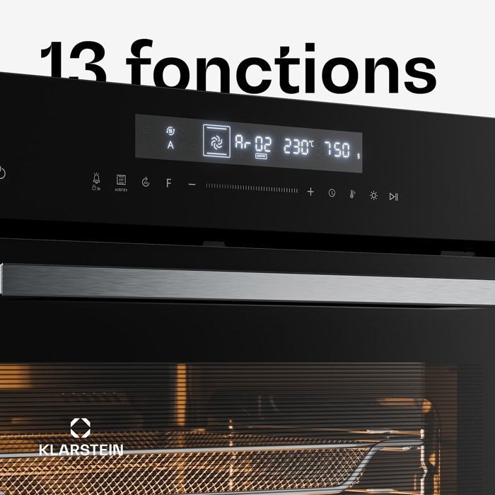 Horno con ventilador integrado - Klarstein - 72 L - 13 modos de cocción - Freidora de aire - Clase energética A++