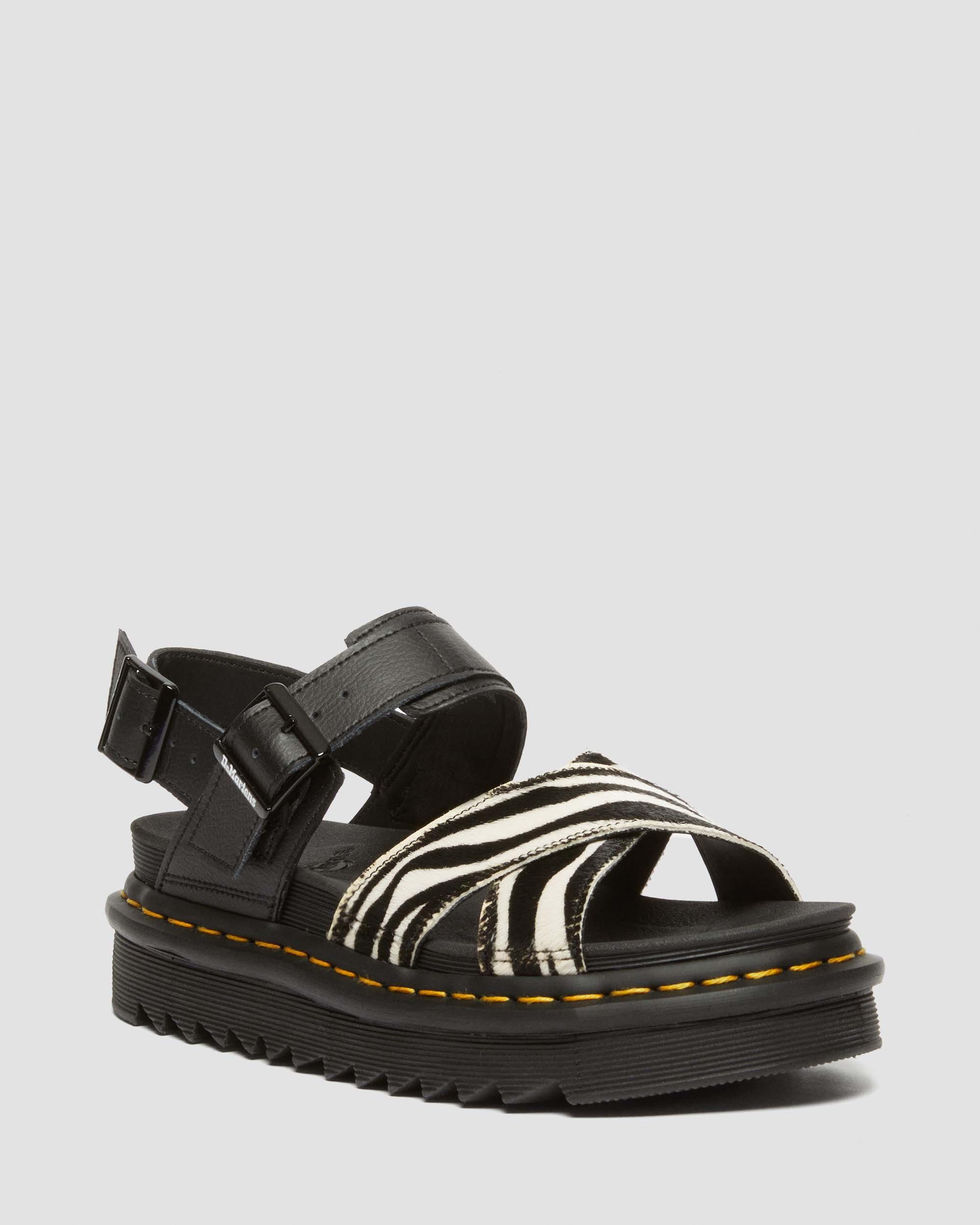 Voss II Hair-On Zebra Print Sandalen
