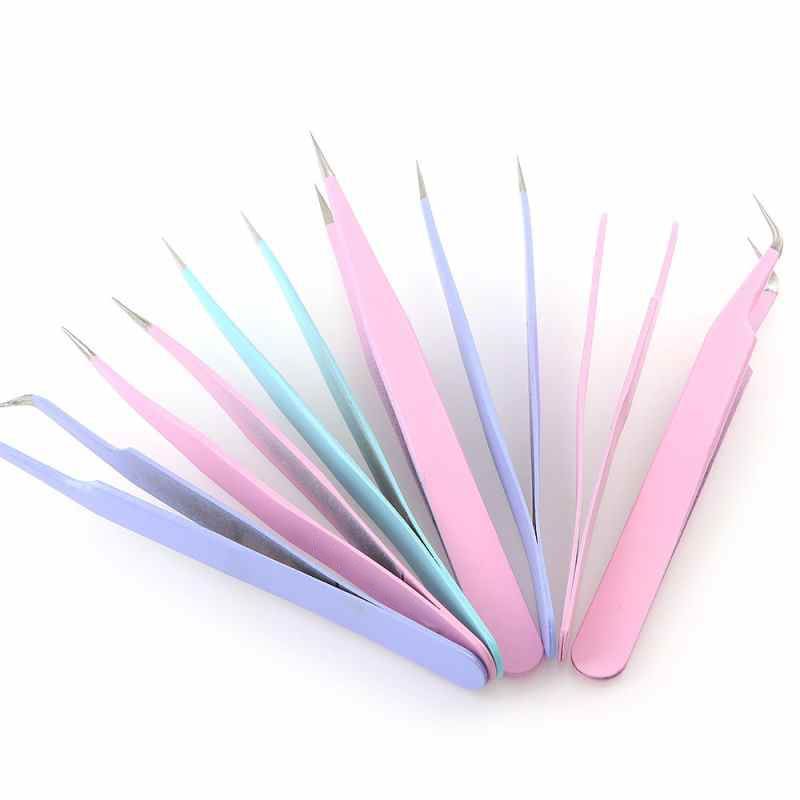 1 pinza antiestática para cejas, pinzas de acero inoxidable para extensiones de pestañas, aplicador de pestañas postizas, herramientas de maquillaje profesionales.