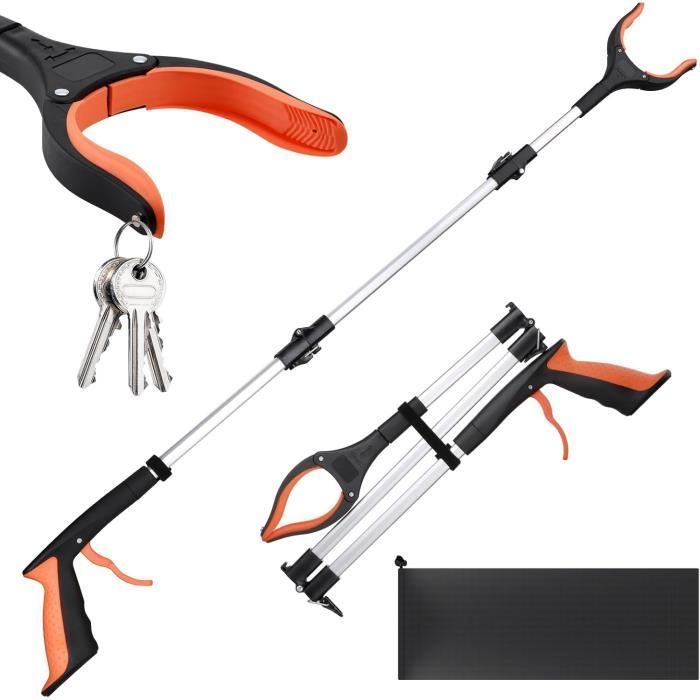 Pince Ramasse Objet pour Adulte,109cm Outils de Ramassage avec Pince Magnétique et tête Rotative,Pince pour Ramasser Sans se Baisser