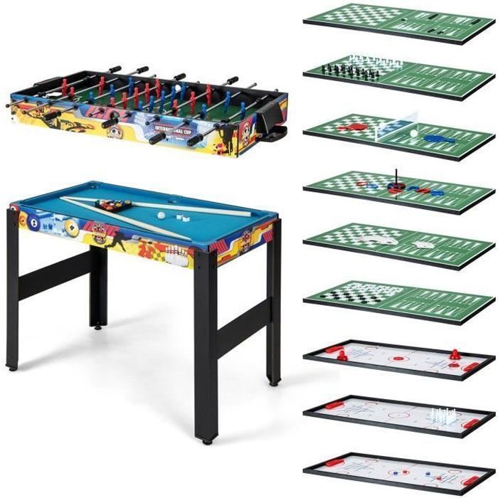 COSTWAT 12-in-1 Multi-Game Table - 22 Players - Billiards, Hockey, Bowling, Foosball, Air Hockey, Ping-Pong, Chess, Poker - Adjustable Legs