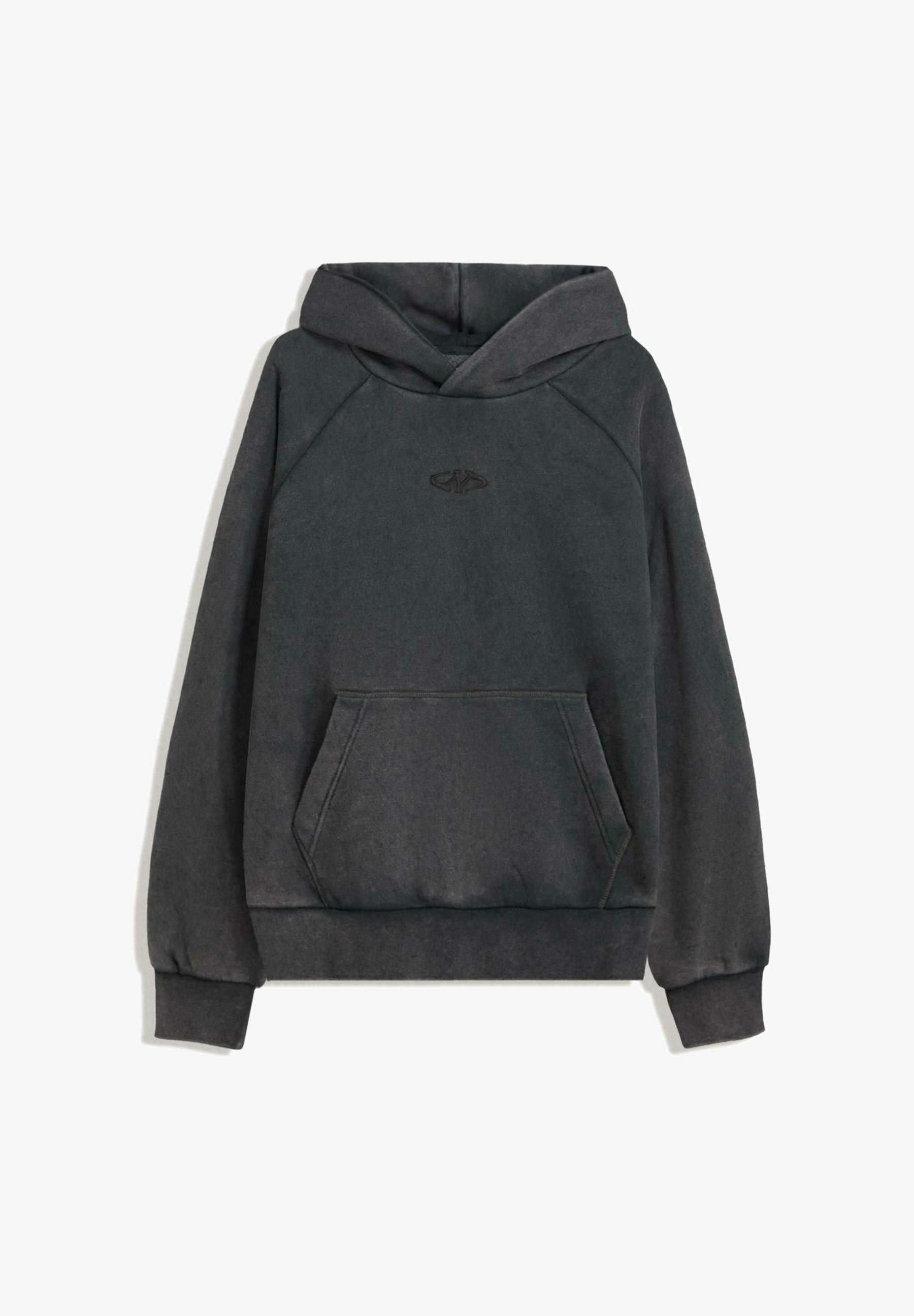 Bershka BOXY - Sweat à capuche - gris foncé chiné