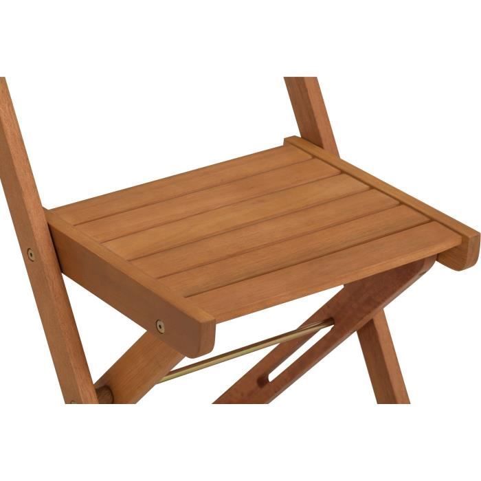 Conjunto de bistró de madera de acacia con certificación FSC - SAVANA - 1 mesa cuadrada de 60 x 60 cm y 2 sillas plegables - 2 personas