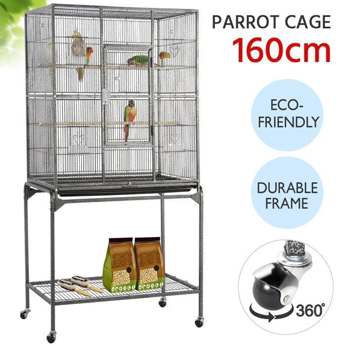 Jaula para pájaros Yaheetech de 81 x 47 x 160 cm, aviario para periquitos, ánades silbones y canarios, con ruedas y soporte desmontable.
