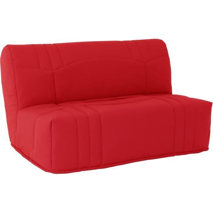 Sofá cama DREAM BZ - Tejido 100% algodón rojo - Superficie para dormir 140x190 cm - Clásico - Suave