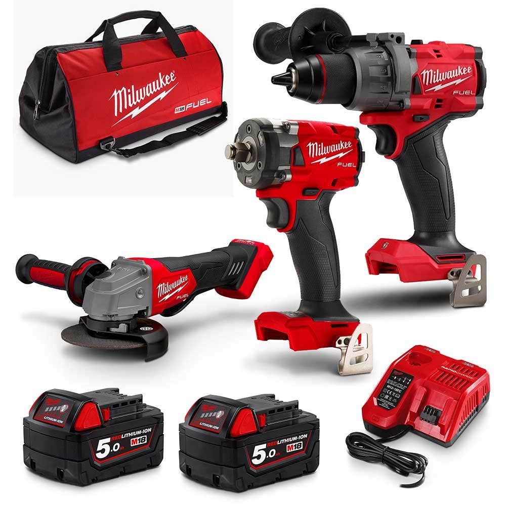 Conjunto de 3 peças MILWAUKEE 18V FUEL™ 2 x 5,0 Ah M18FPP3B3502B