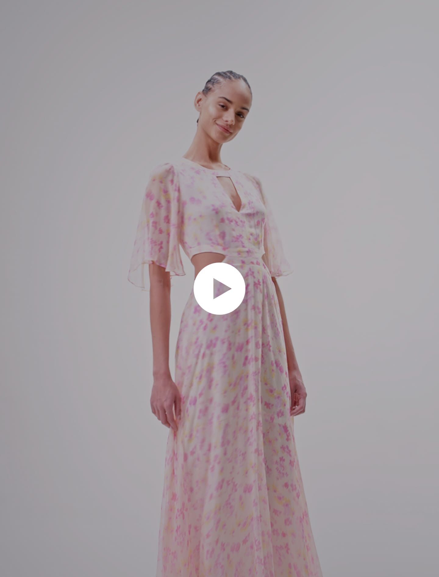 Lange jurk met bloemenprint - Imprimé Fleur zonnig roze